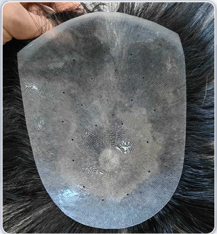0.1mm Premium full Poly Ultra Thin Skin Men’s Real Human Hair Toupee, ventilate
