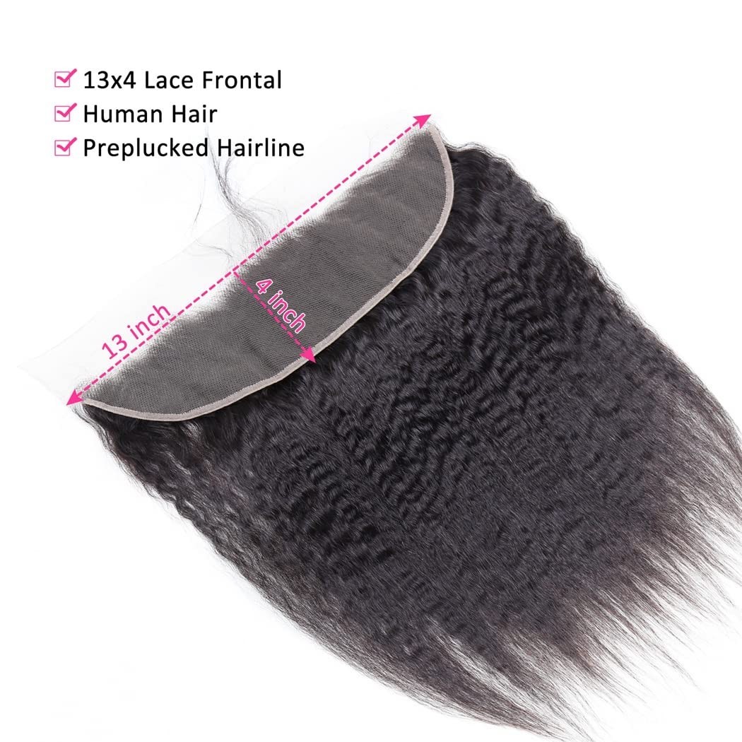Brazilian Kinky Straight Yaki Human Hair 13×4 Ear to Ear Lace Frontal Closure
