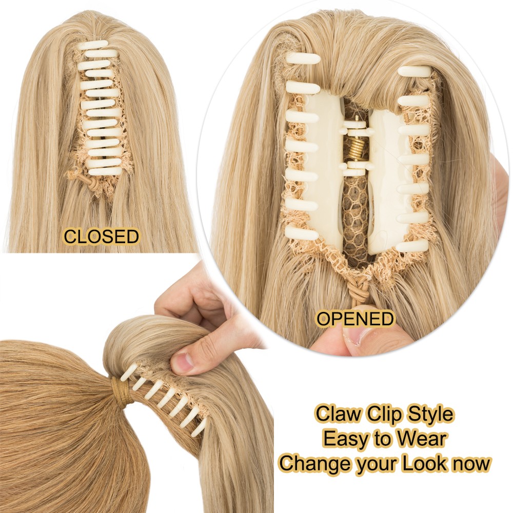 Claw Clip In Ponytail Clip On Pony Tail Hair Extensions for Women Wavy Long 18in