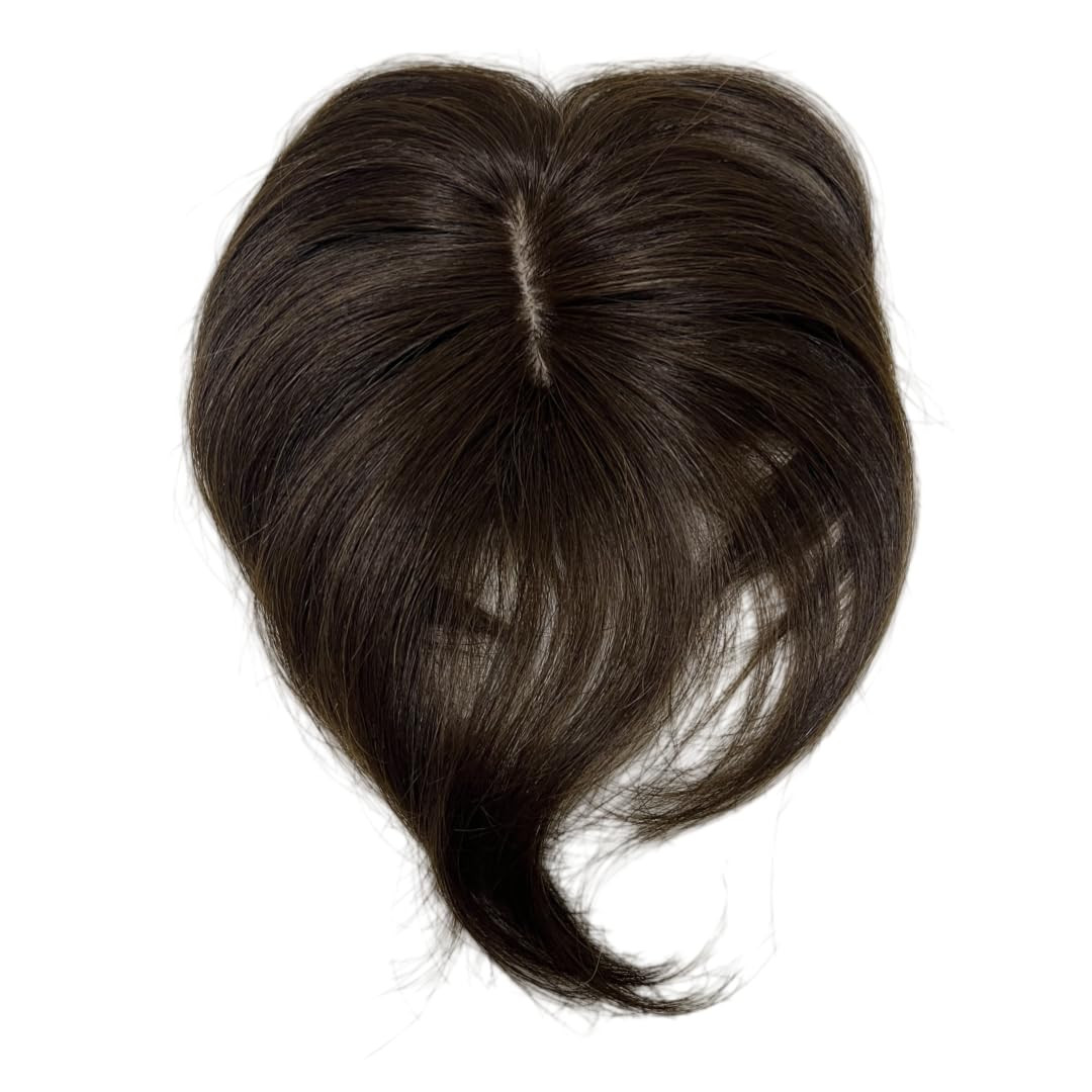 6 inch Short Middle Part Straight Real Human Hair Topper Small Thin Clip-in Hair