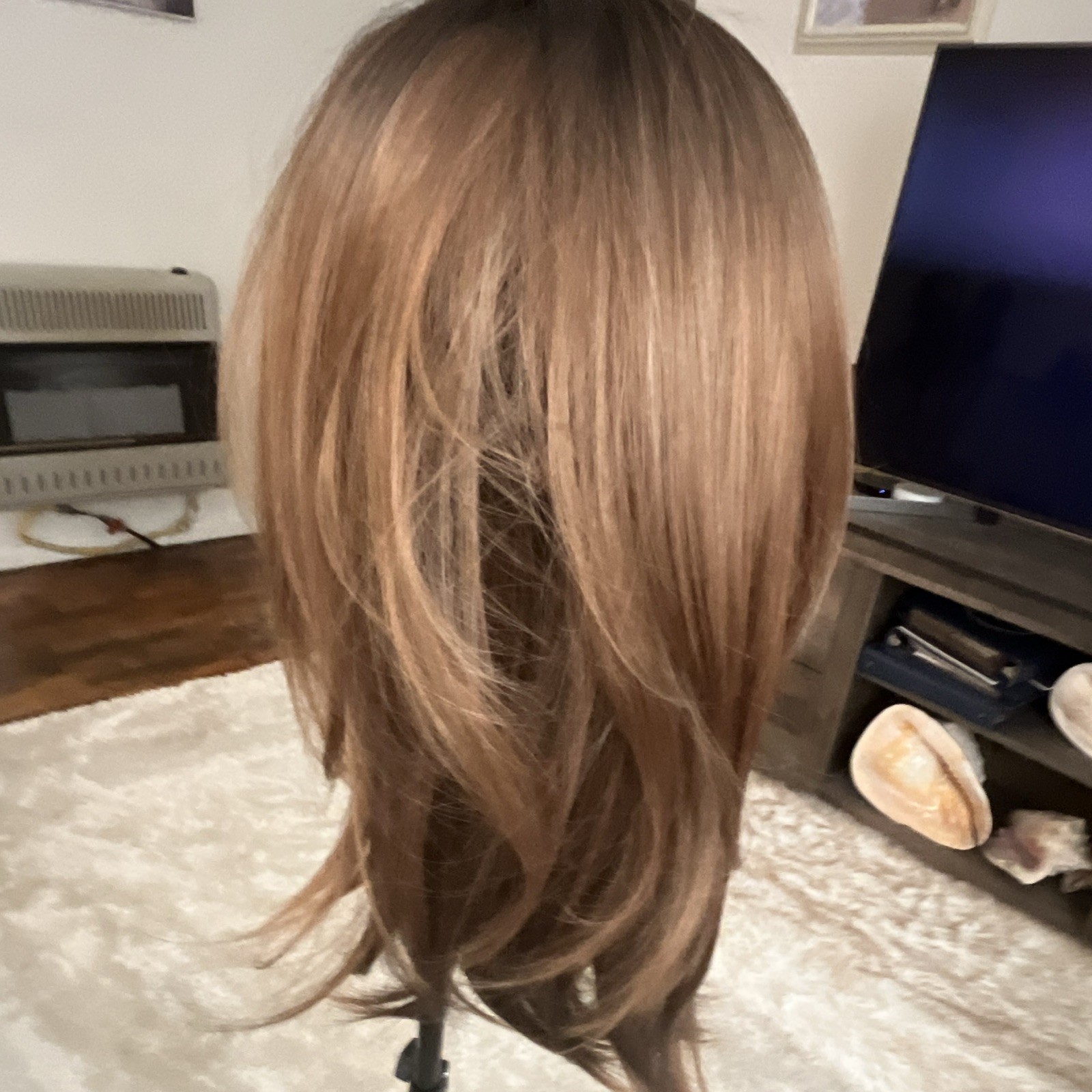 Women Straight Light/Medium Brown Wig with Bangs, Natural Theme
