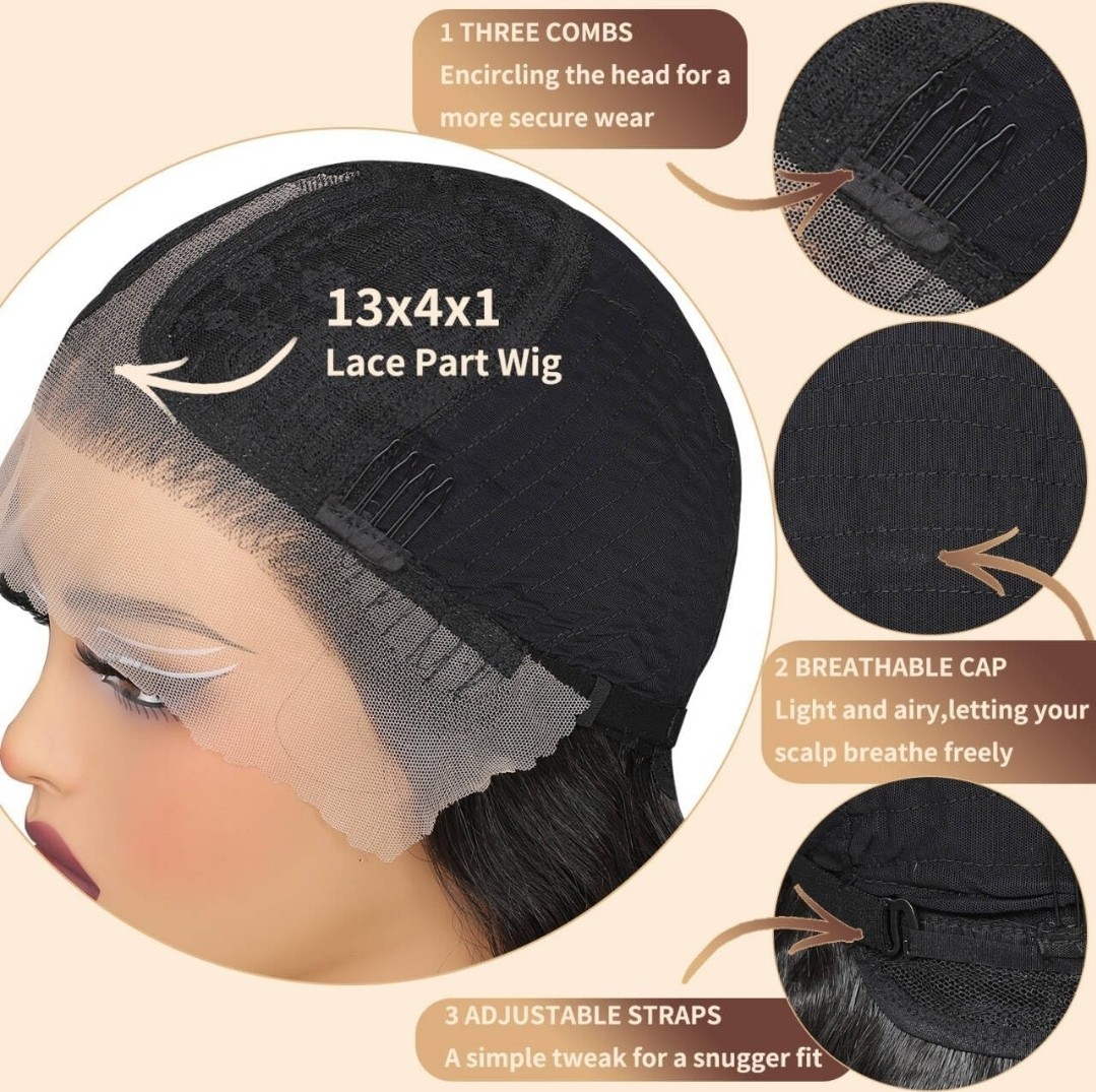 HD Lace Front Wig Human Hair Blend Highlights Straight Honey BROWN Blonde