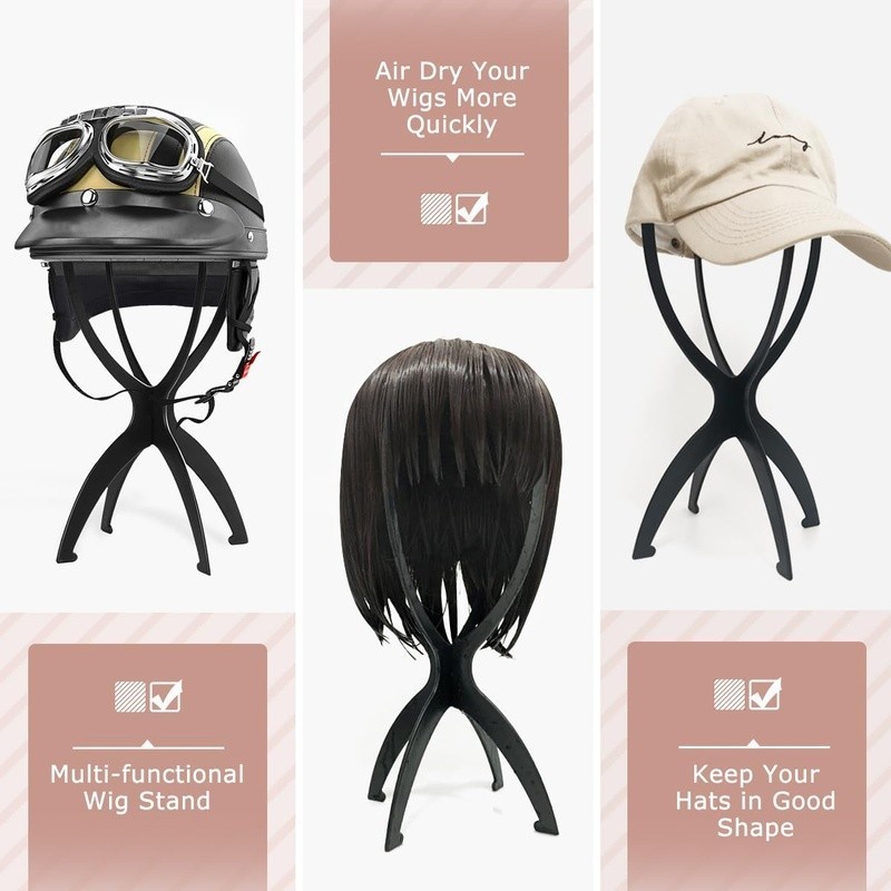 Wig Stand Holder Lightweight Portable Collapsible Plastic Wig Display Air Drying