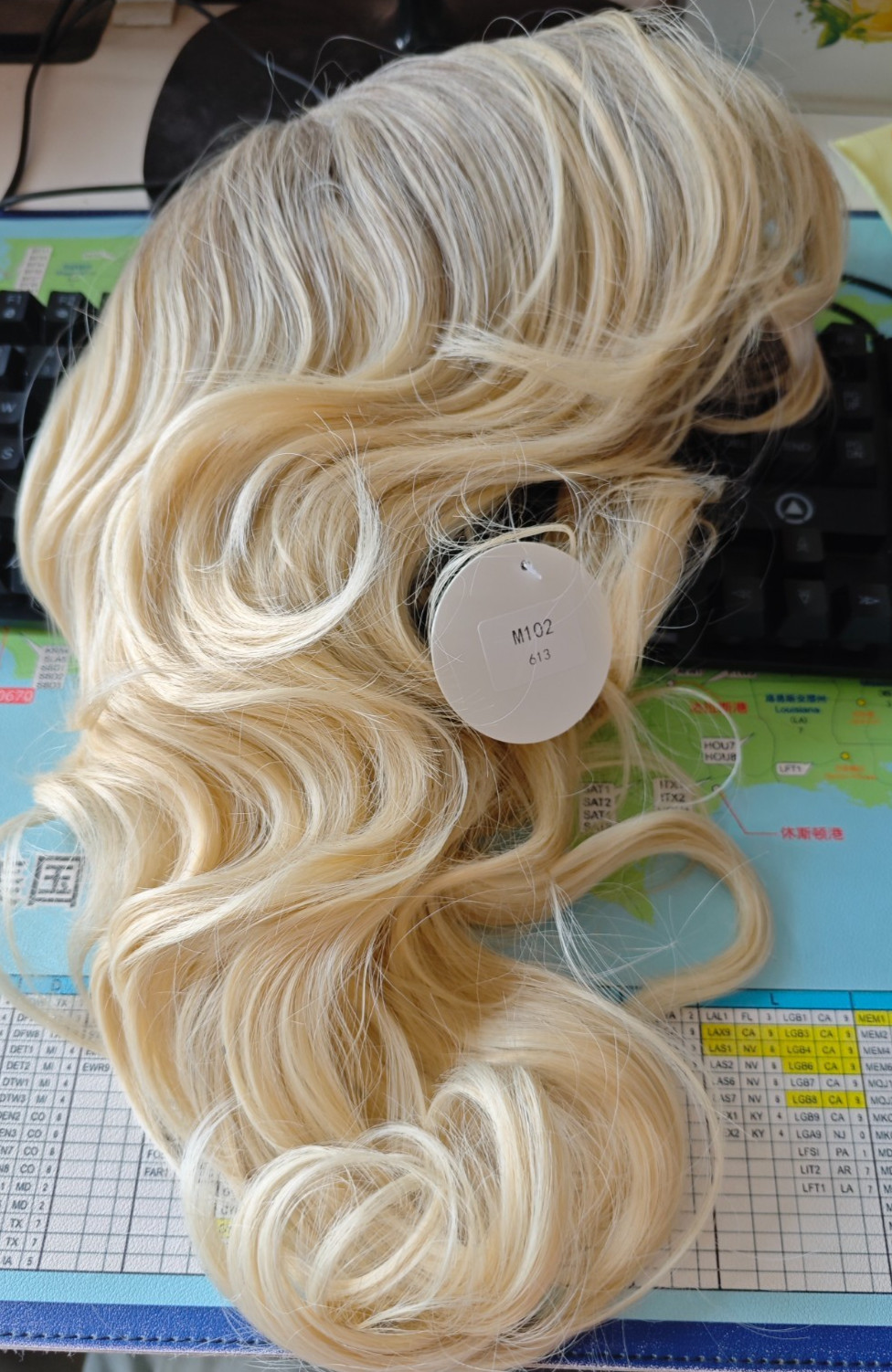 Ombre 613 Blonde Short Curly Wavy Shoulder Length Wig with Bangs Heat Resistant
