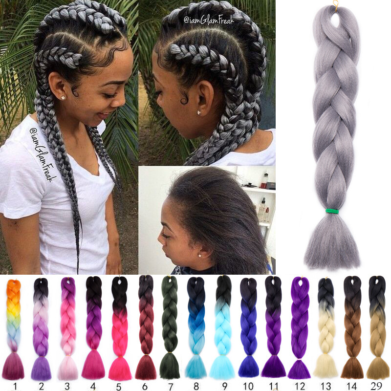 Ombre Highlight Jumbo Braiding Hair Extensions Weaving Hair Multi-color 24″ PINK