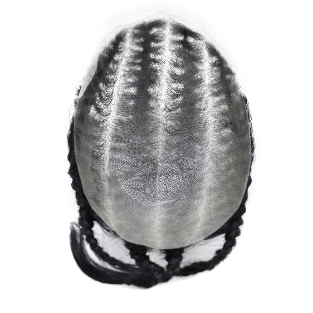 Cornrow Braids Toupee for Men Hairpiece Box Braided Mens Hair Unit Male Braiding
