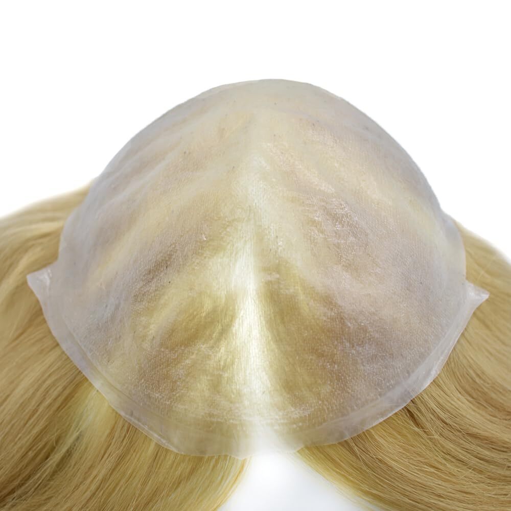 0.03mm Super Thin Skin V-loopMens Toupee Hair Replacement Hairpieces PU System