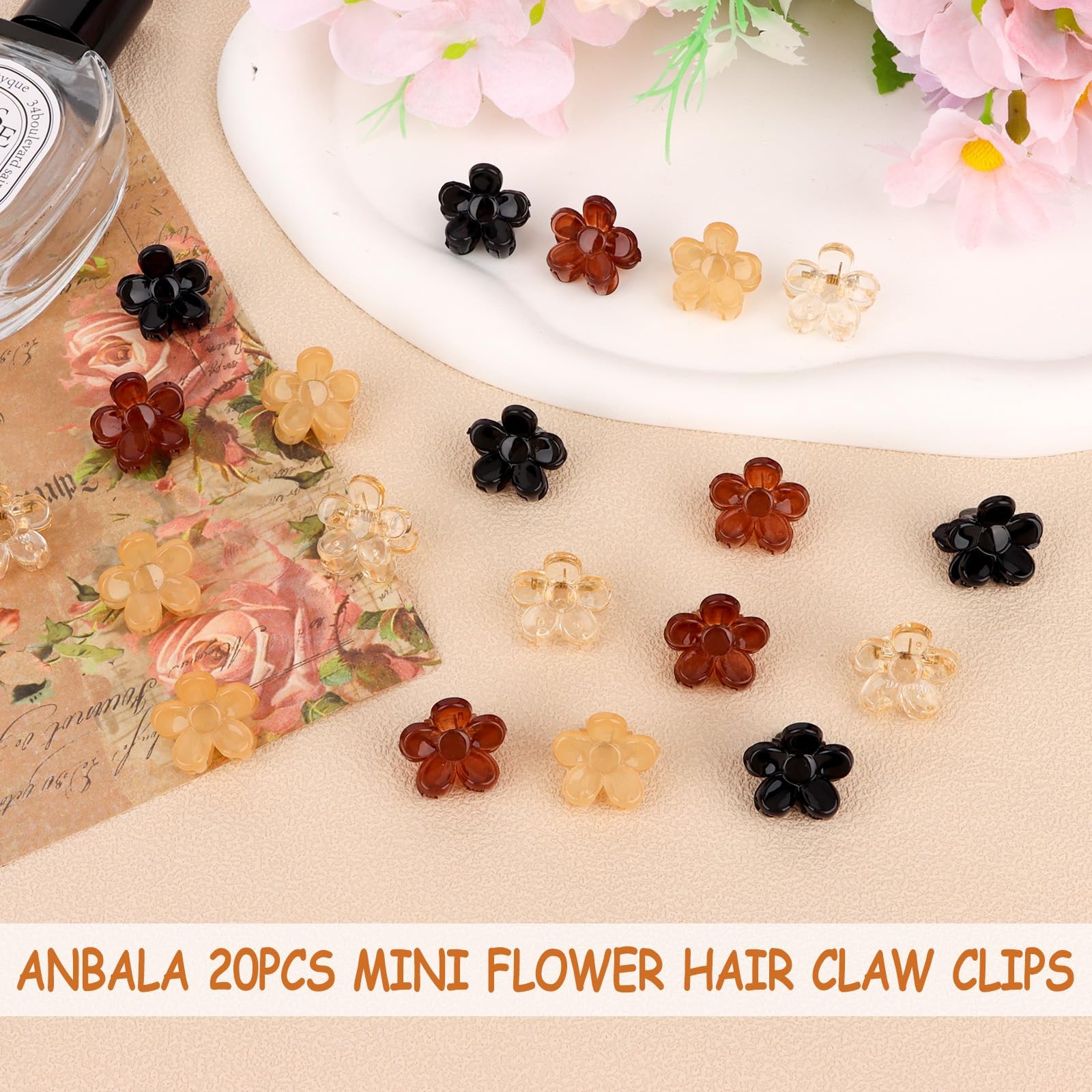 ANBALA 20 PCS Mini Hair 20 Count (Pack of 1), clear, champagne, brown, black