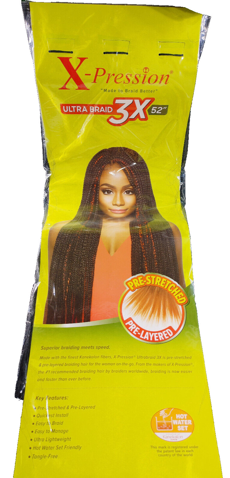 Outre Braids X-Pression Kanekalon Black Hair 3X Pre-stretched Ultra Braid 52″