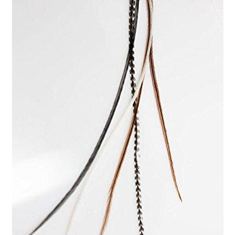 8-12 inch Grizzly Black, Brown, Beige 100% Real Hair 5 Feather Extensions bonded