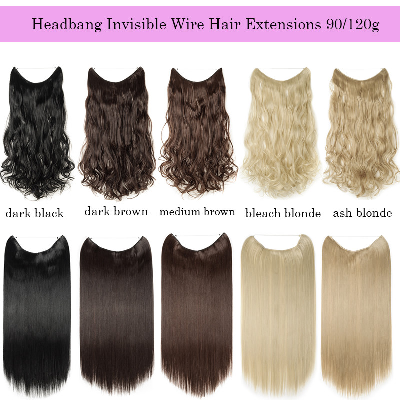 Elastic Wire Hair Extensions Headband Invisible Wire Real Secret Long 140g Ah