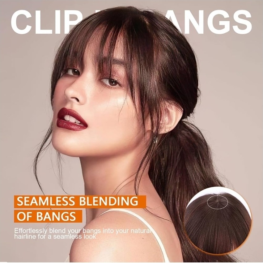 QGZ Clip in Fake Bangs Fringe with Temples Hairpieces 100% Real Human Hair…315