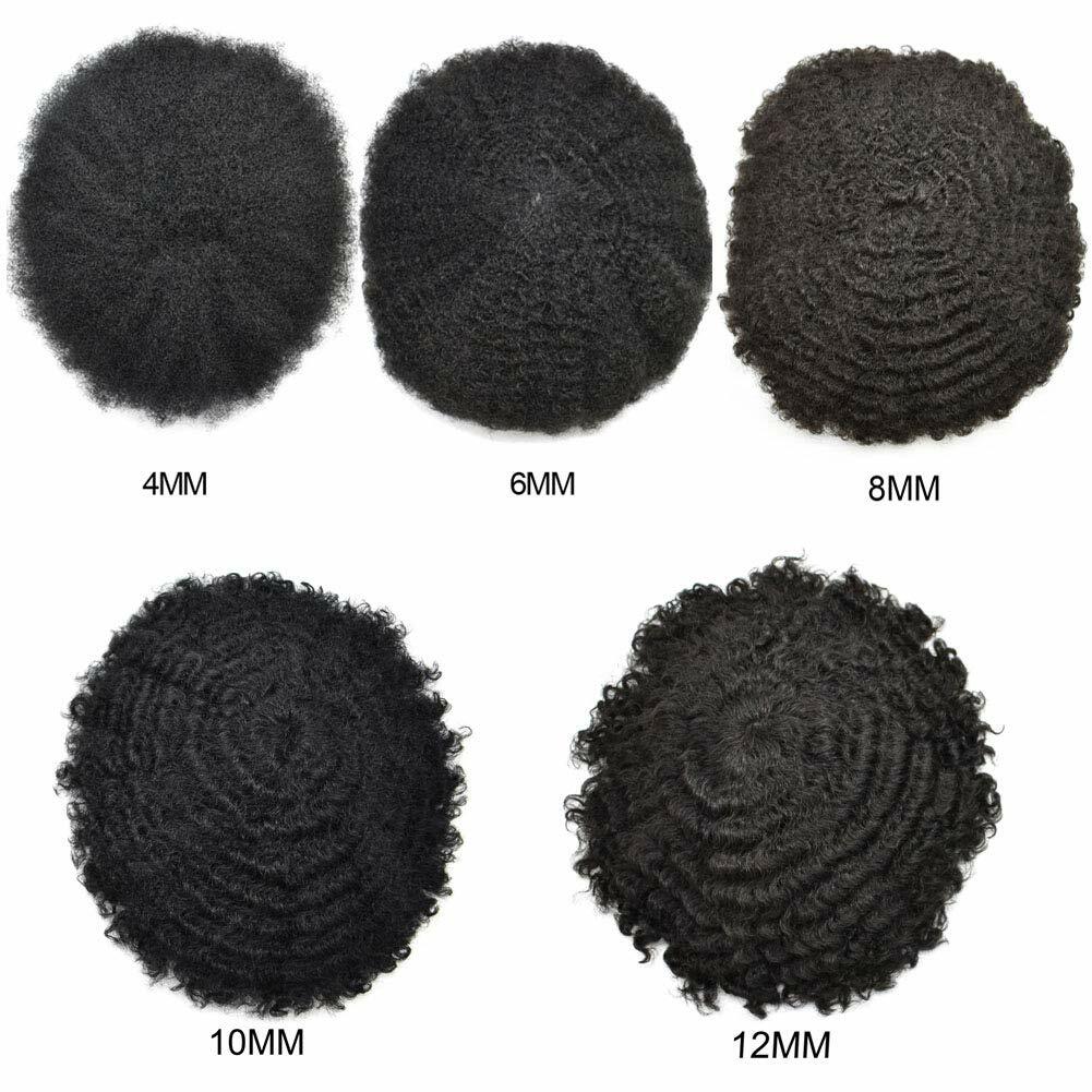 Afro Curl Mens Toupee Hairpiece French Lace Front African American Hair Systems