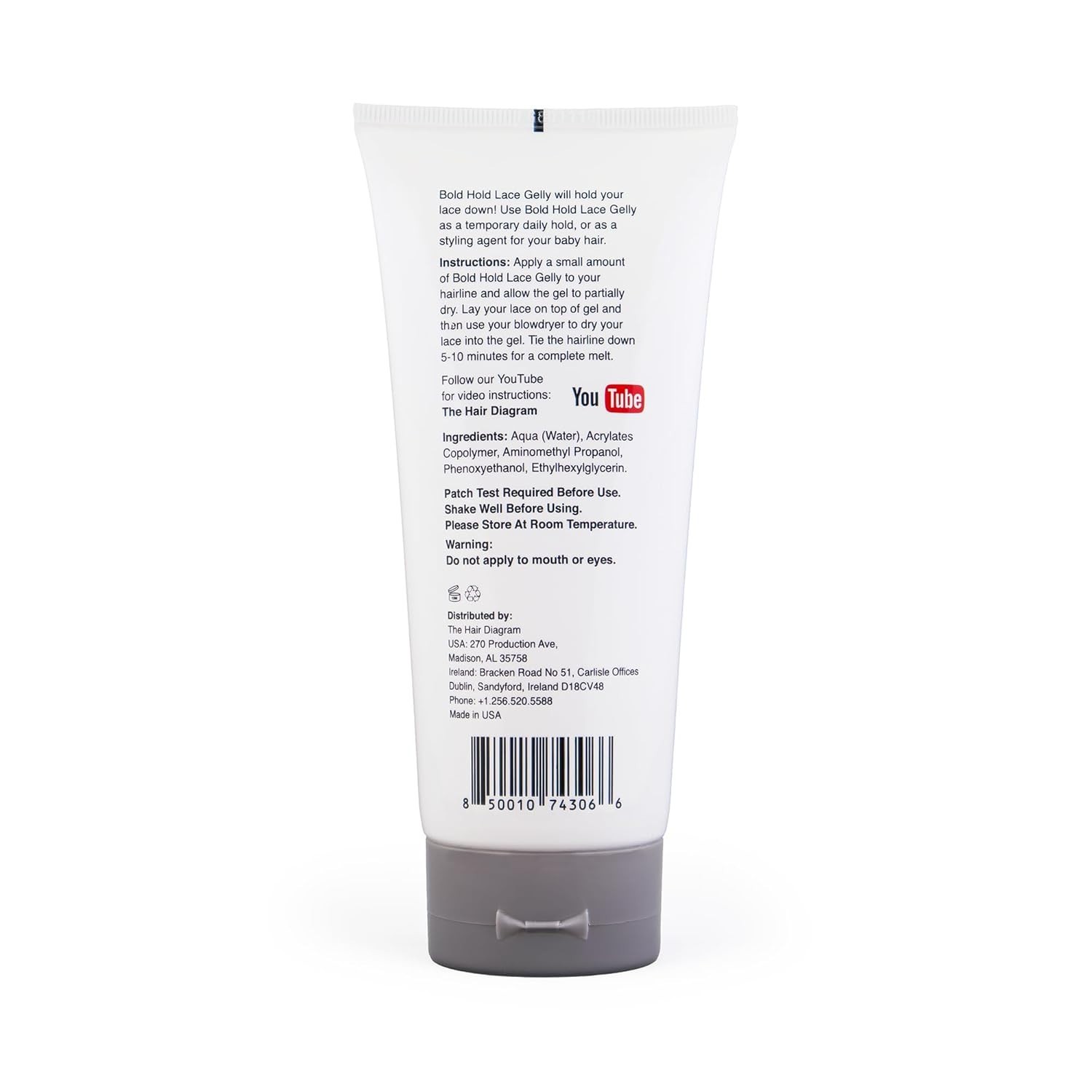 The Hair Diagram Bold Hold Lace Gelly Glueless Lace Melt Gel for Front Wigs, 6oz