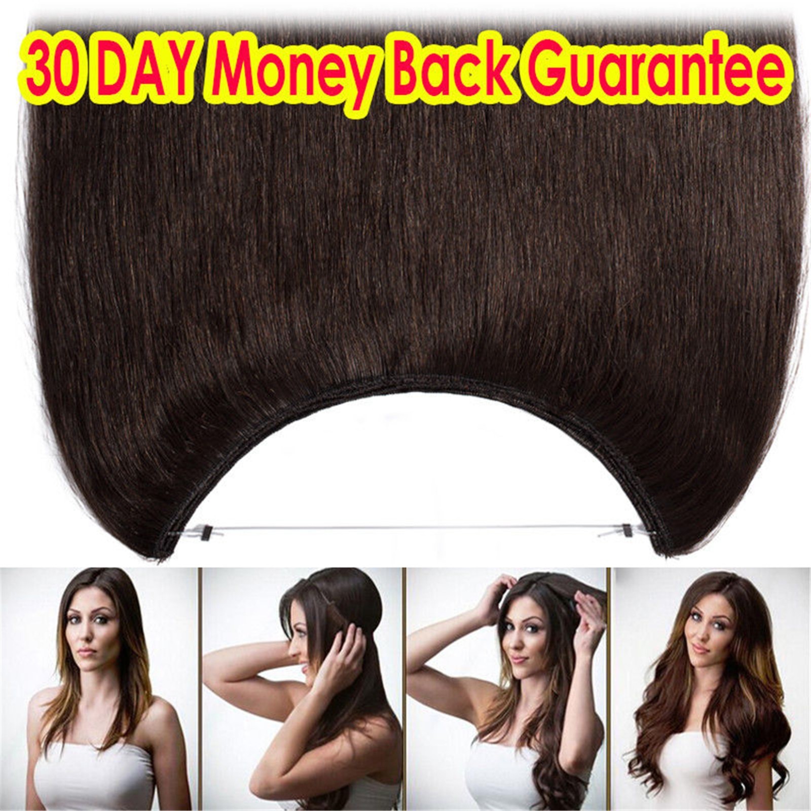 140g One Hairpiece CLEARANCE Invisible Wire Flip In Real Human Hair Extension #4