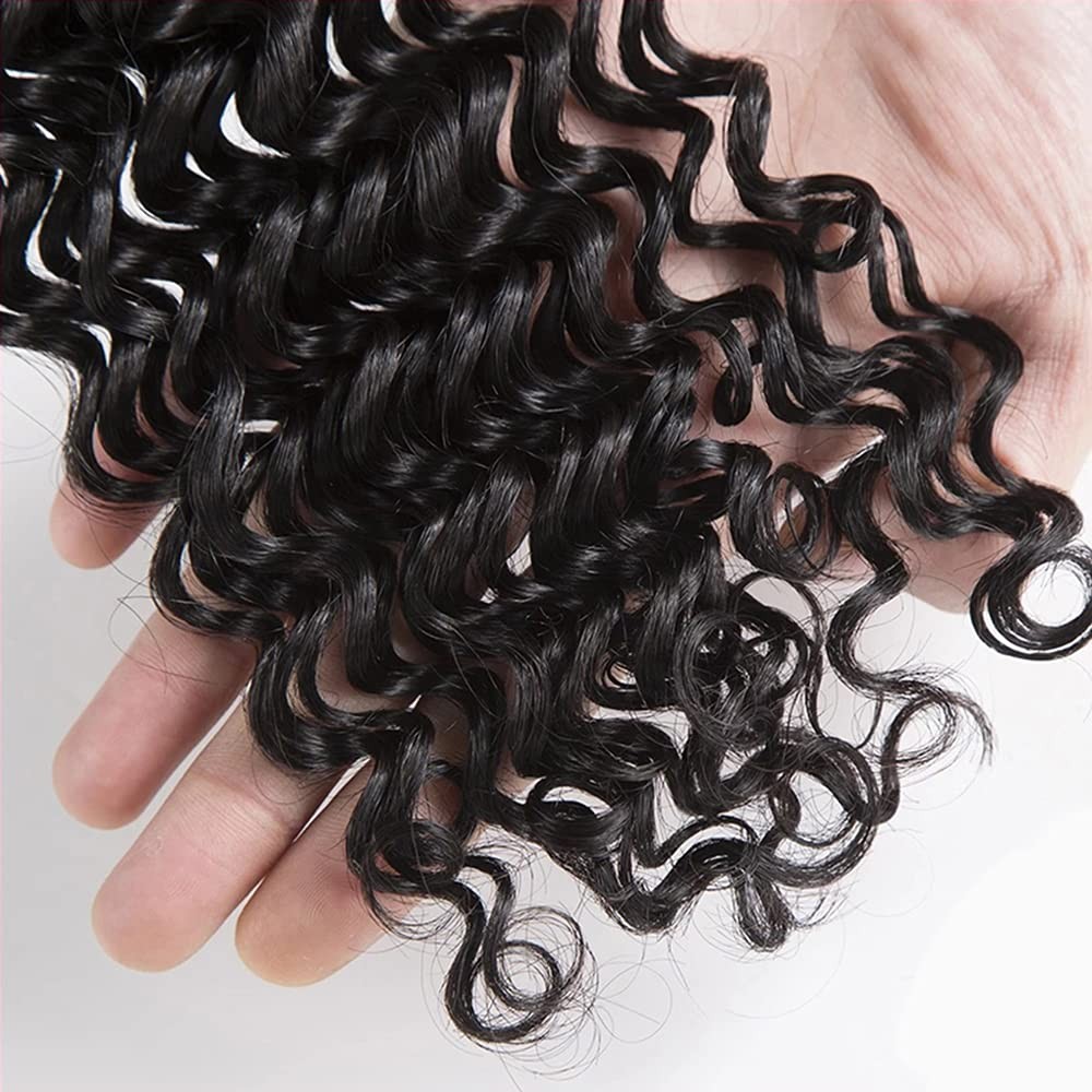 Human Hair Bundles #1B Natural Color Deep Wave Bundles 12 14 16 Inch Unproces…