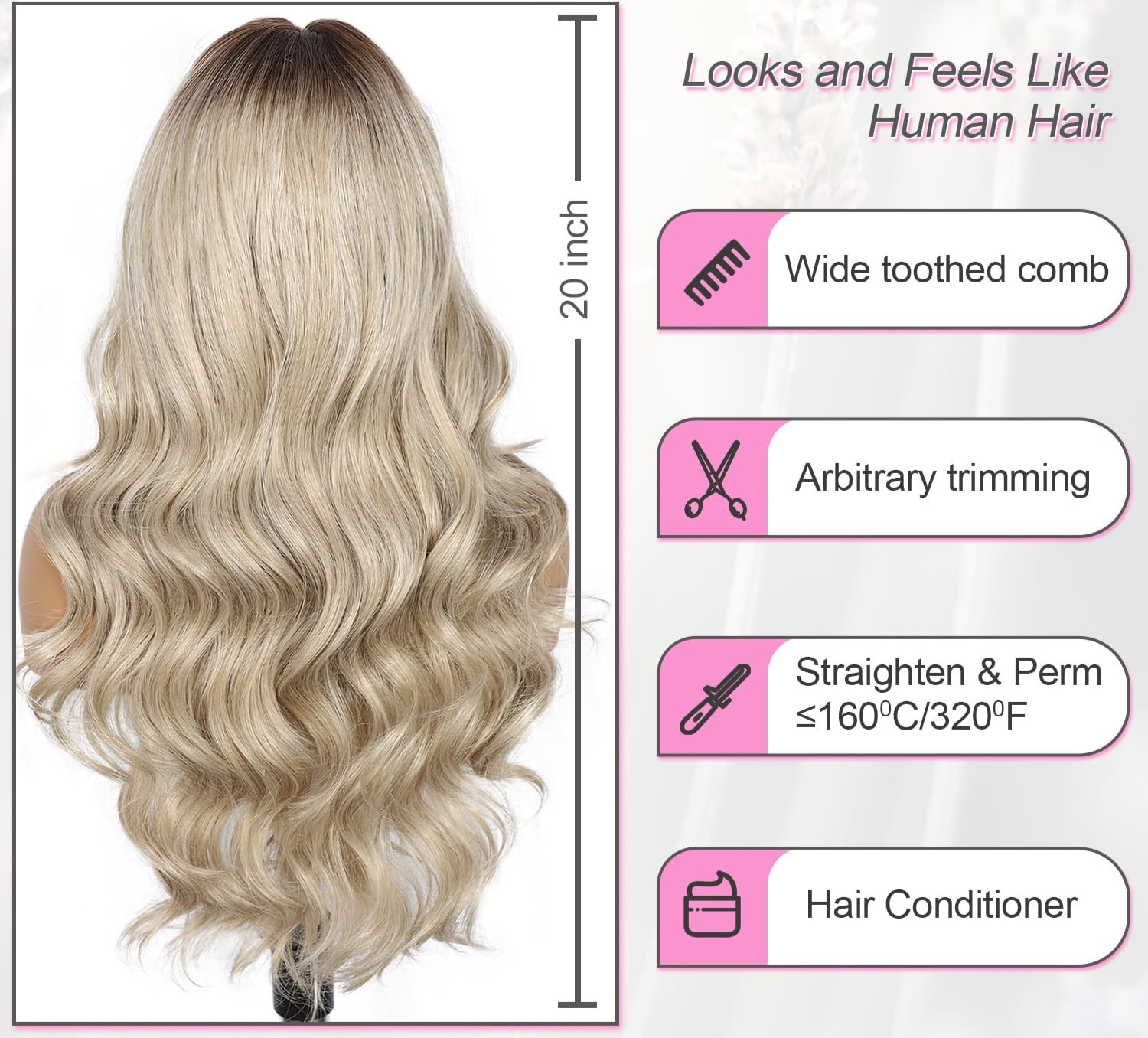 LACE FRONT WIG HUMAN HAIR BLENDED BLONDE BODYWAVE