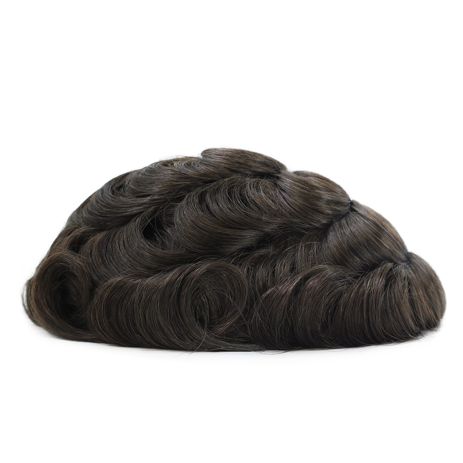 Toupee for Men Human Hair System 0.05mm Thin Skin Dark Brown Hair Pieces #2