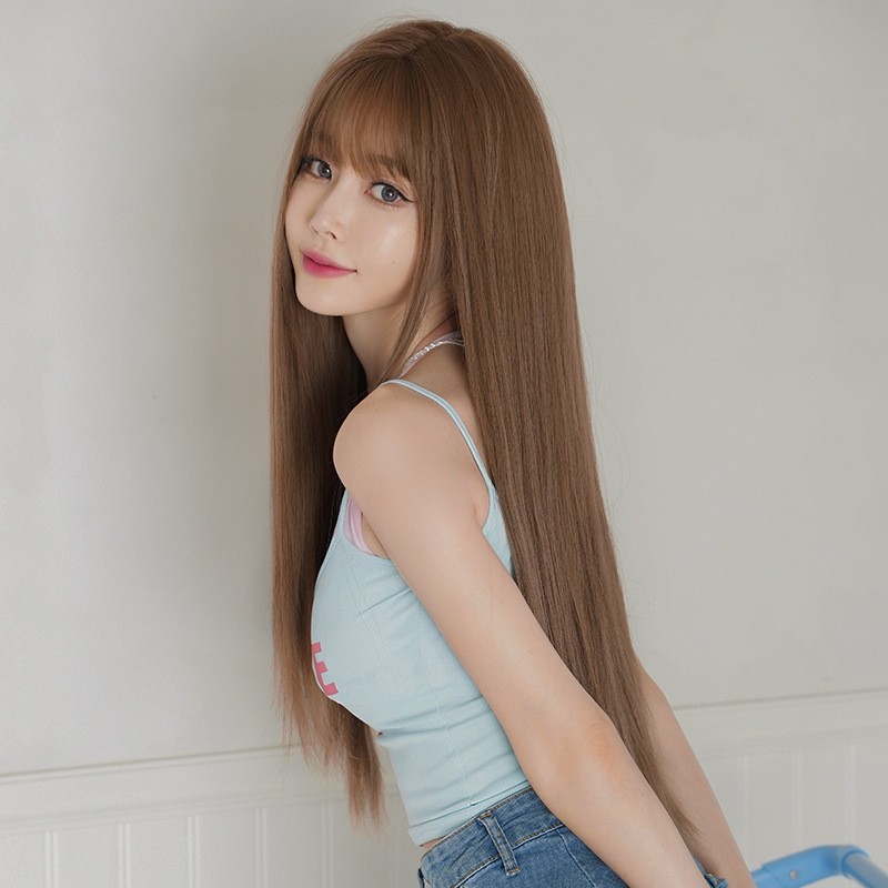 Japanese Korean Style Long Straight Wig Heat Resistant Synthetic Full Head Wig