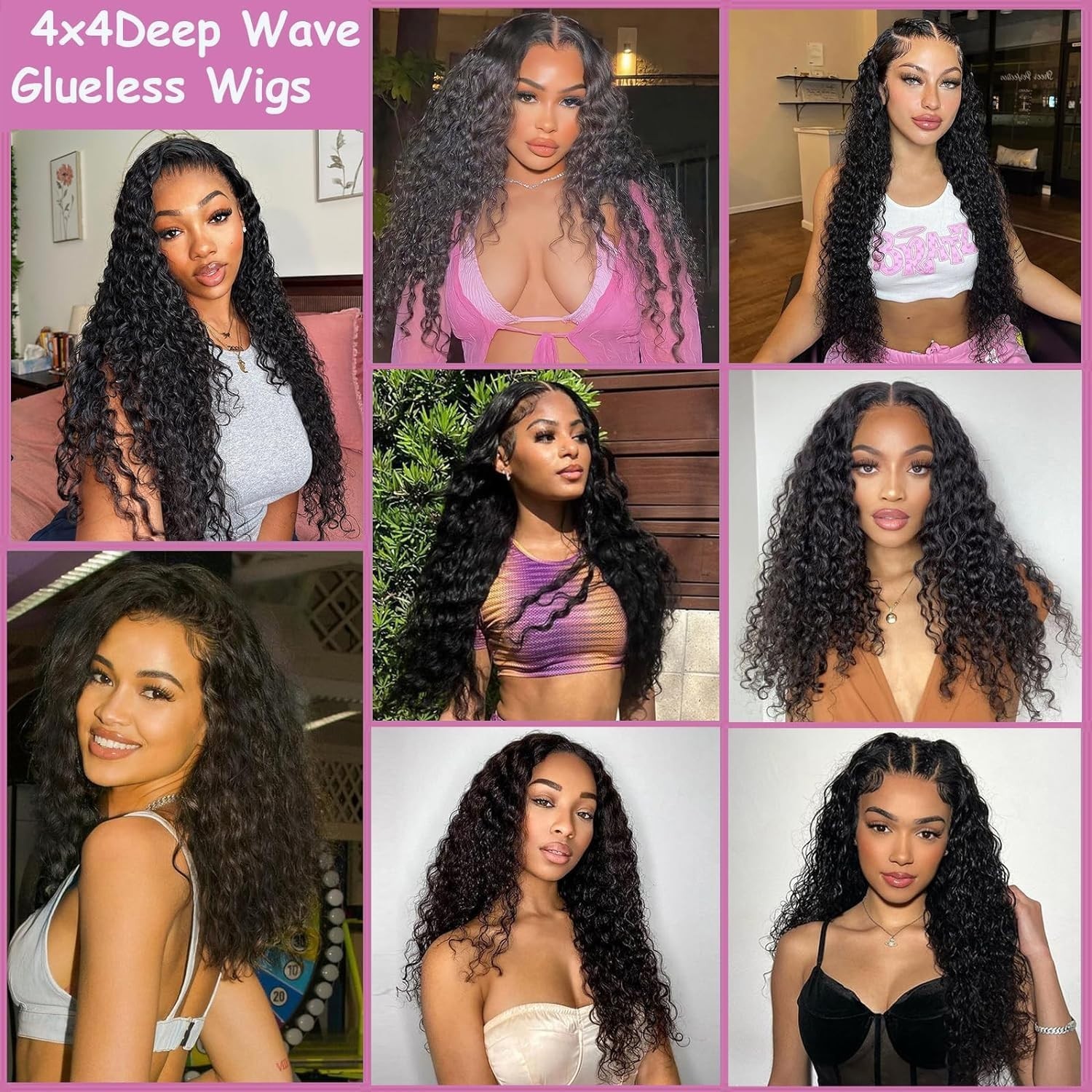 Glueless 4×4 HD Lace Closure Wig – Curly Deep Wave Human Hair, 26 Inch, Natural