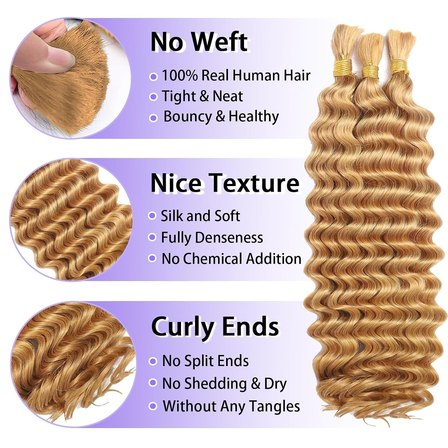 Brazilian Remy Curly Human Hair for Boho Braids