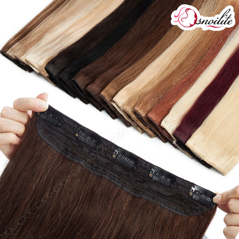 8-24″ Clip in Real Remy One Piece 100% Human Hair Extensions Full Head Hairpiece