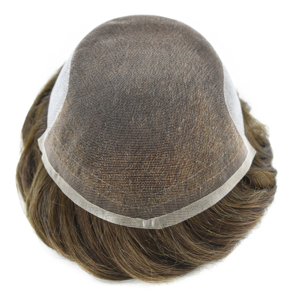 French Lace Front Mens Toupee Human Hair Piece System Wig Natural Breathable 7X9