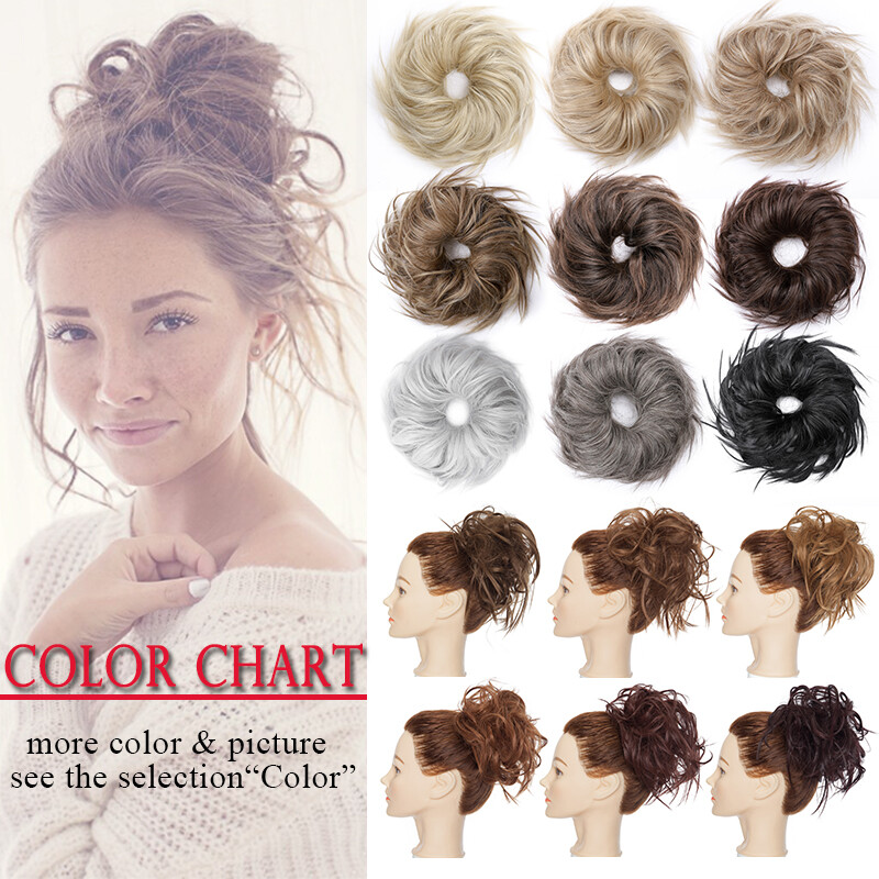 X-LARGE THICK Messy Bun Hair Piece Scrunchie Curly Wrap Hair Extensions as Human