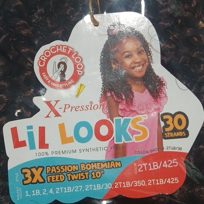 X-Pression Bohemian Curly Twist 10in Crochet Loop Hair Extensions 30 2T1B/425