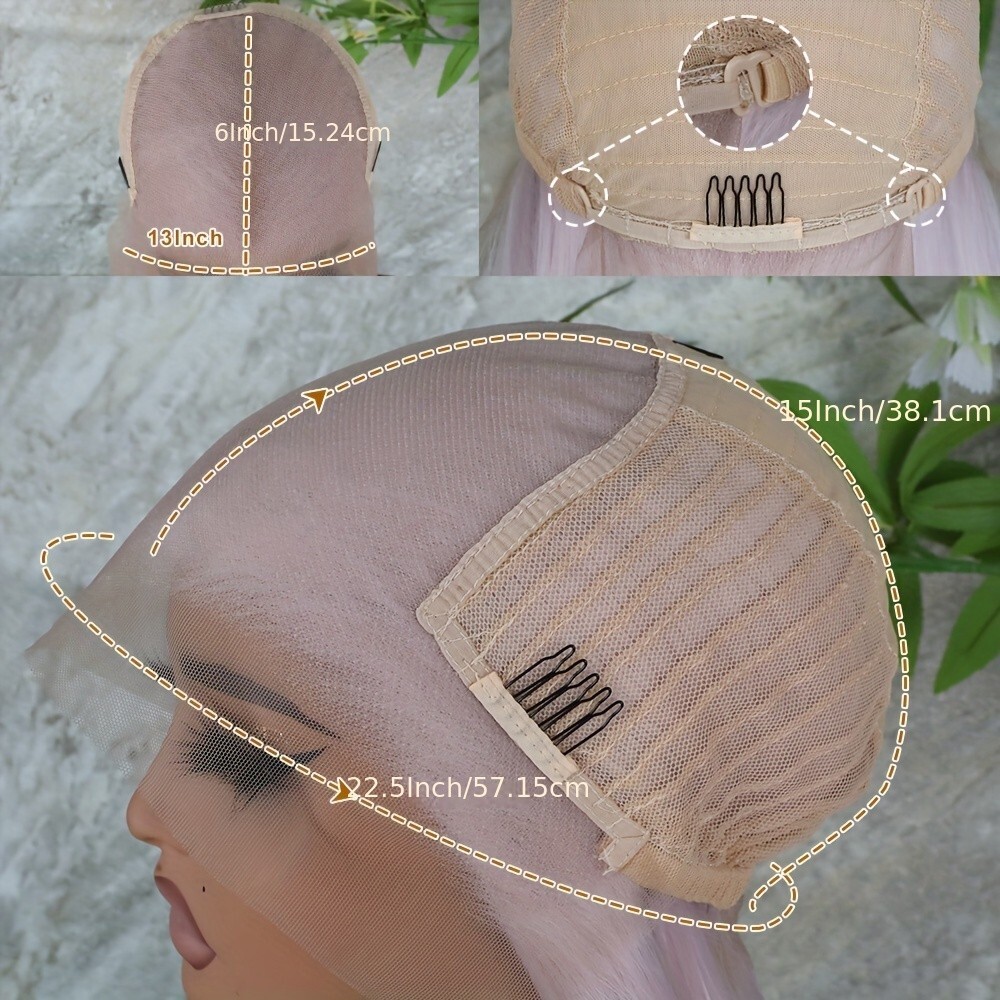 13×6 Free Part Light Pink Long Silky Straight Synthetic Lace Front Wig for Women