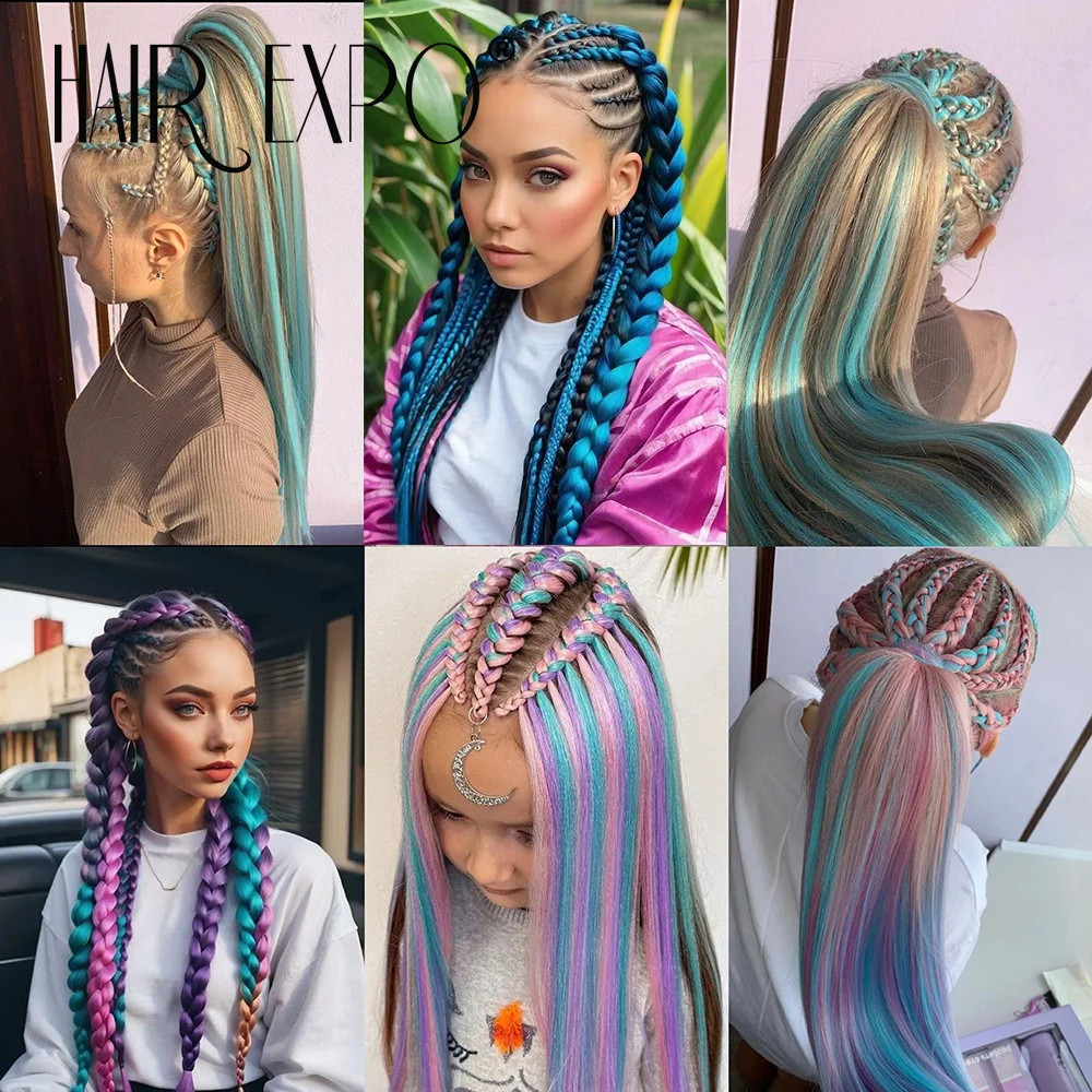 26Inch Easy Braids Synthetic Hair Colorful Pre Stretched Extensions Jumbo Ombre
