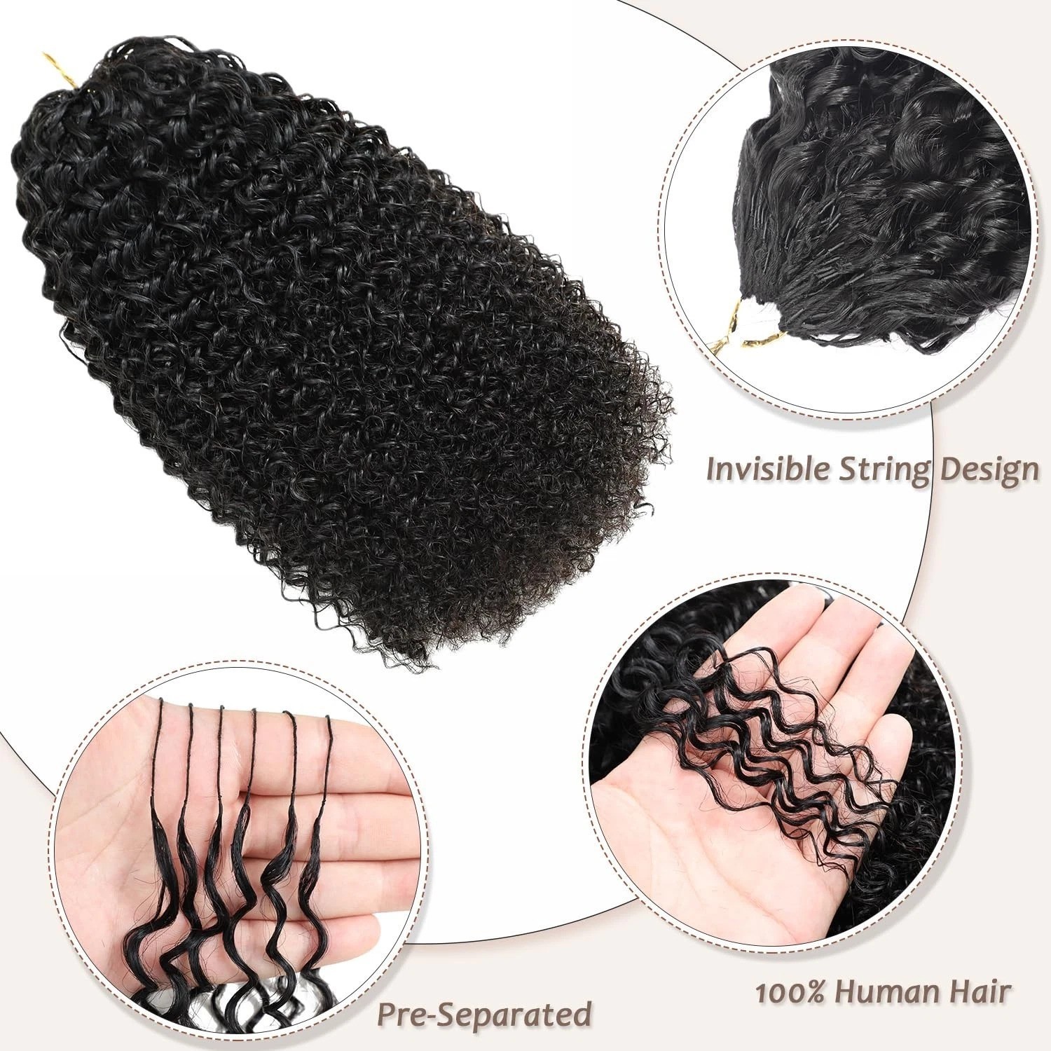 Kinky Curly Miracle Knots – 70g Invisible Human Crochet Hair Extensions 16 Inch