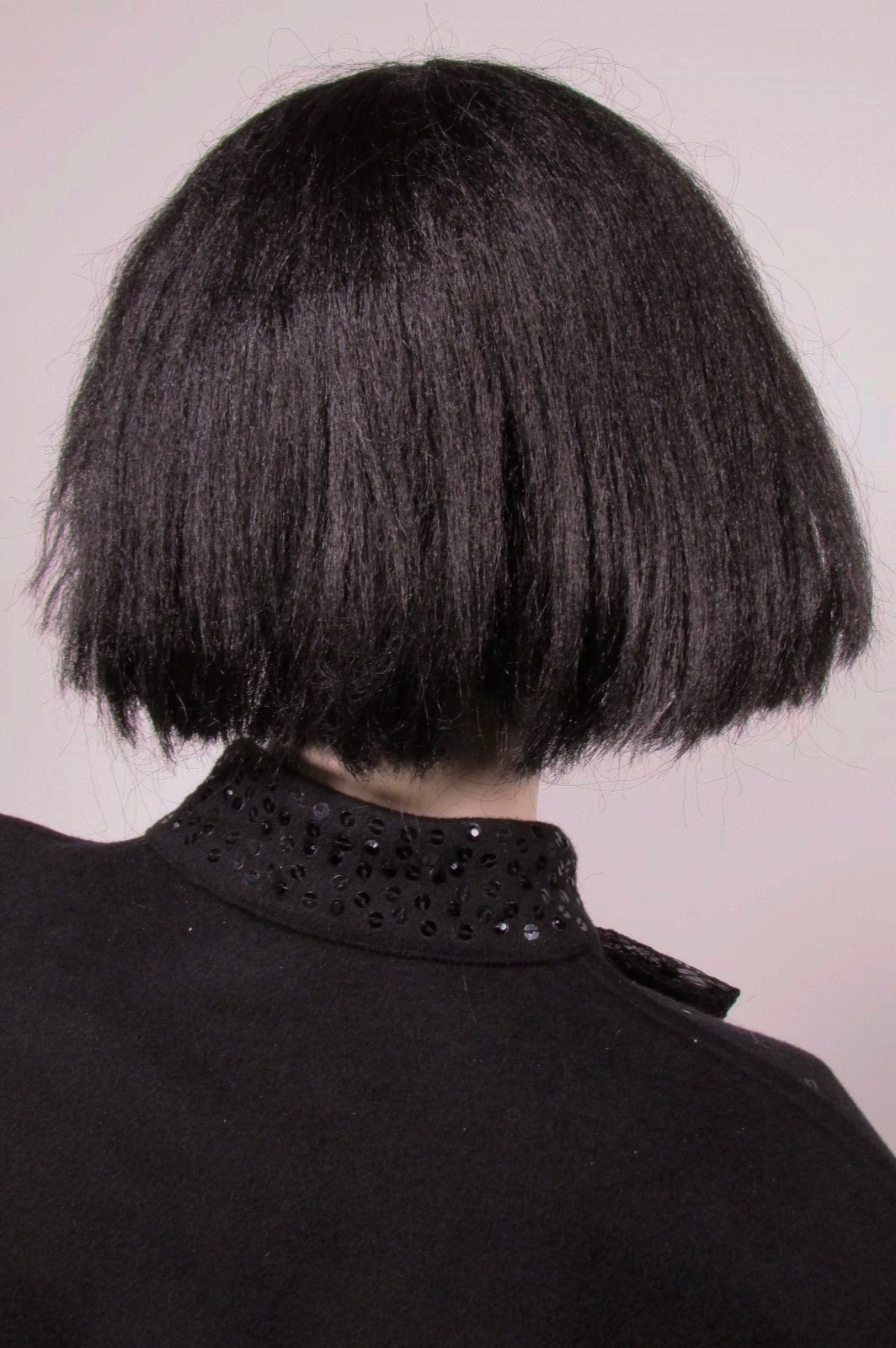 Calypso Women Wig Vinyon Fiber Short w/ Bangs Black Japanese Fiber