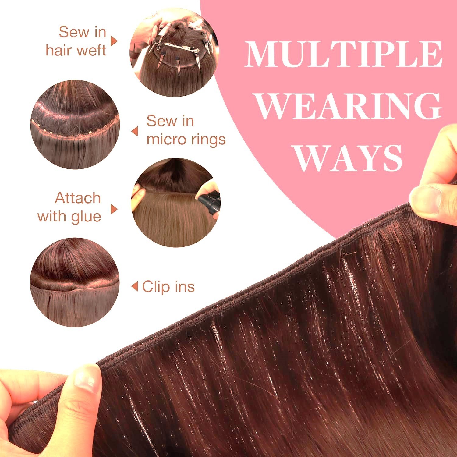 100% HUMAN HAIR Premium Crimped 6” – 8″ Weft Weave-sew-loop Soft & Tangle Free