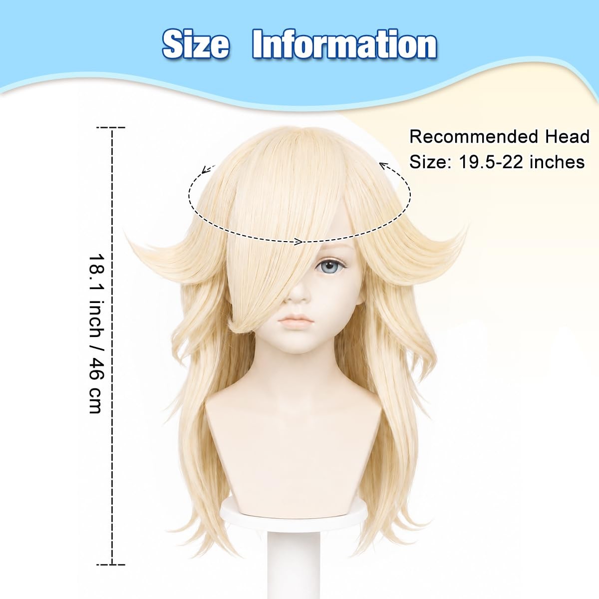 Long Wavy Blonde Princess Cosplay Wig for Women Halloween Party Costume (Smal…