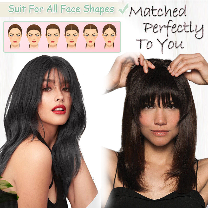 Thin Neat Bangs AS Remy Human Hair Extensions Clip in on Fringe Front Hairpieces