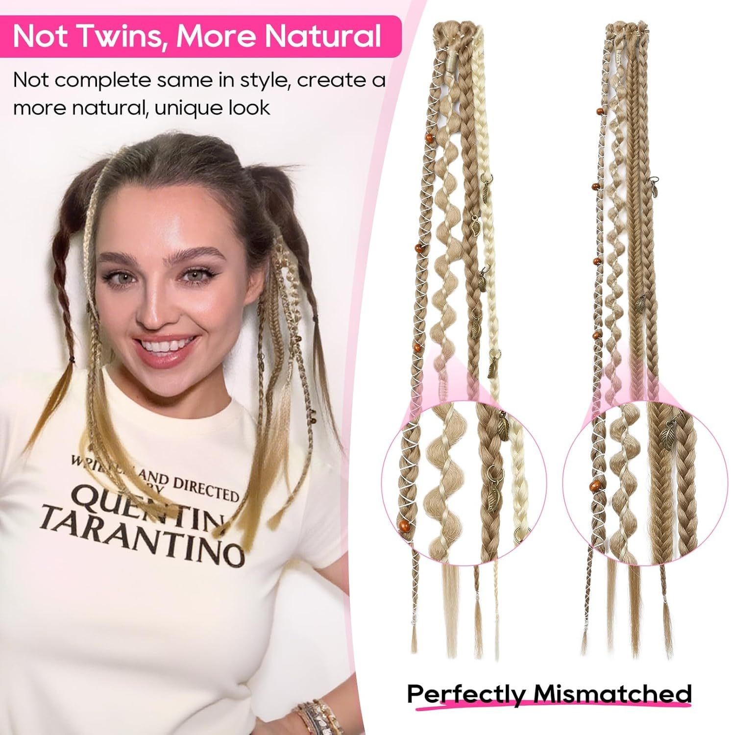 Clip in Braids Extension Boho Dreadlocks Viking Braids on Clips Medival Hair Acc