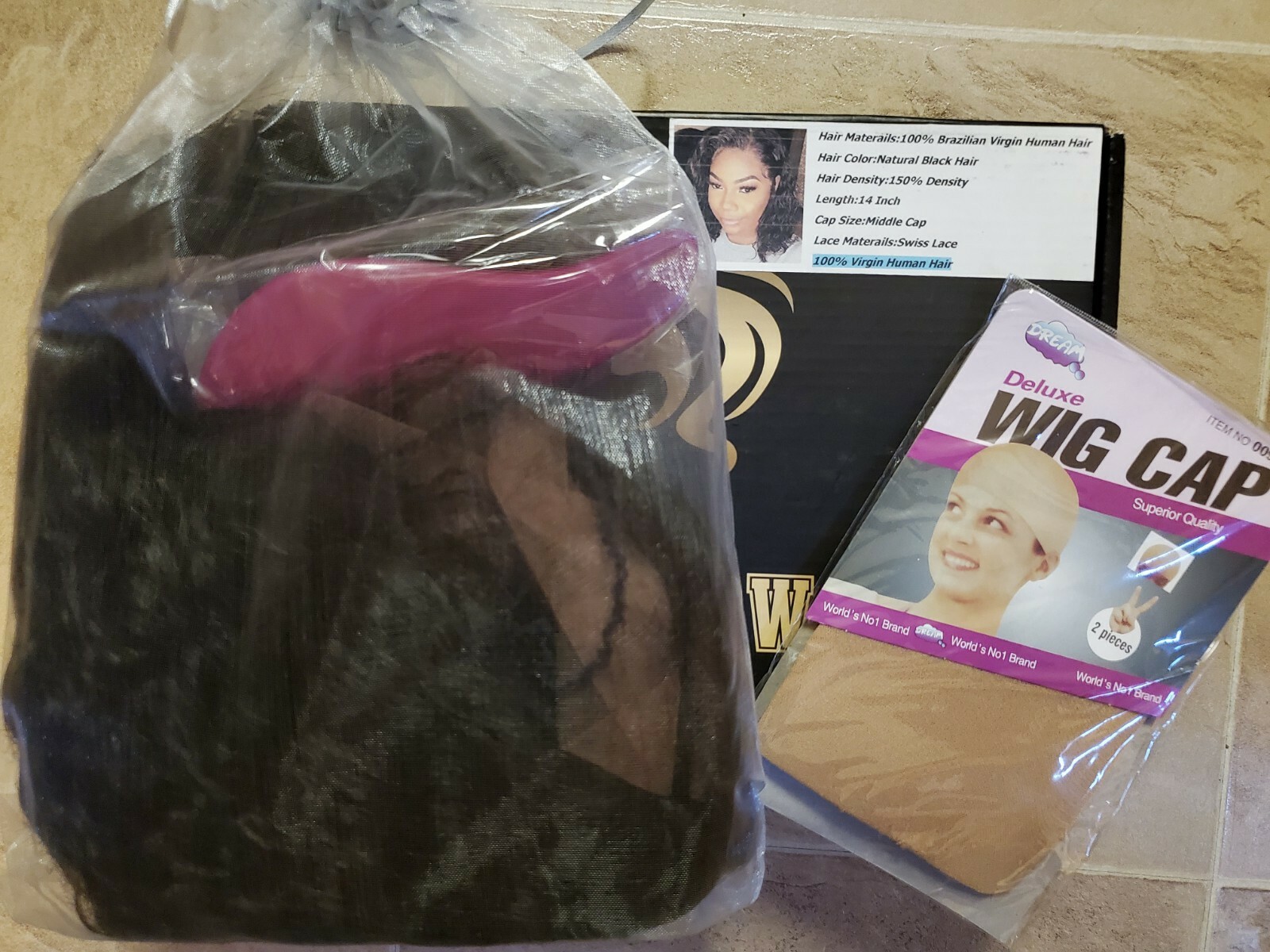 Luckysnow Wig. 100% Virgin Human Hair. 14 Inch. Swiss Lace. 150% Density.