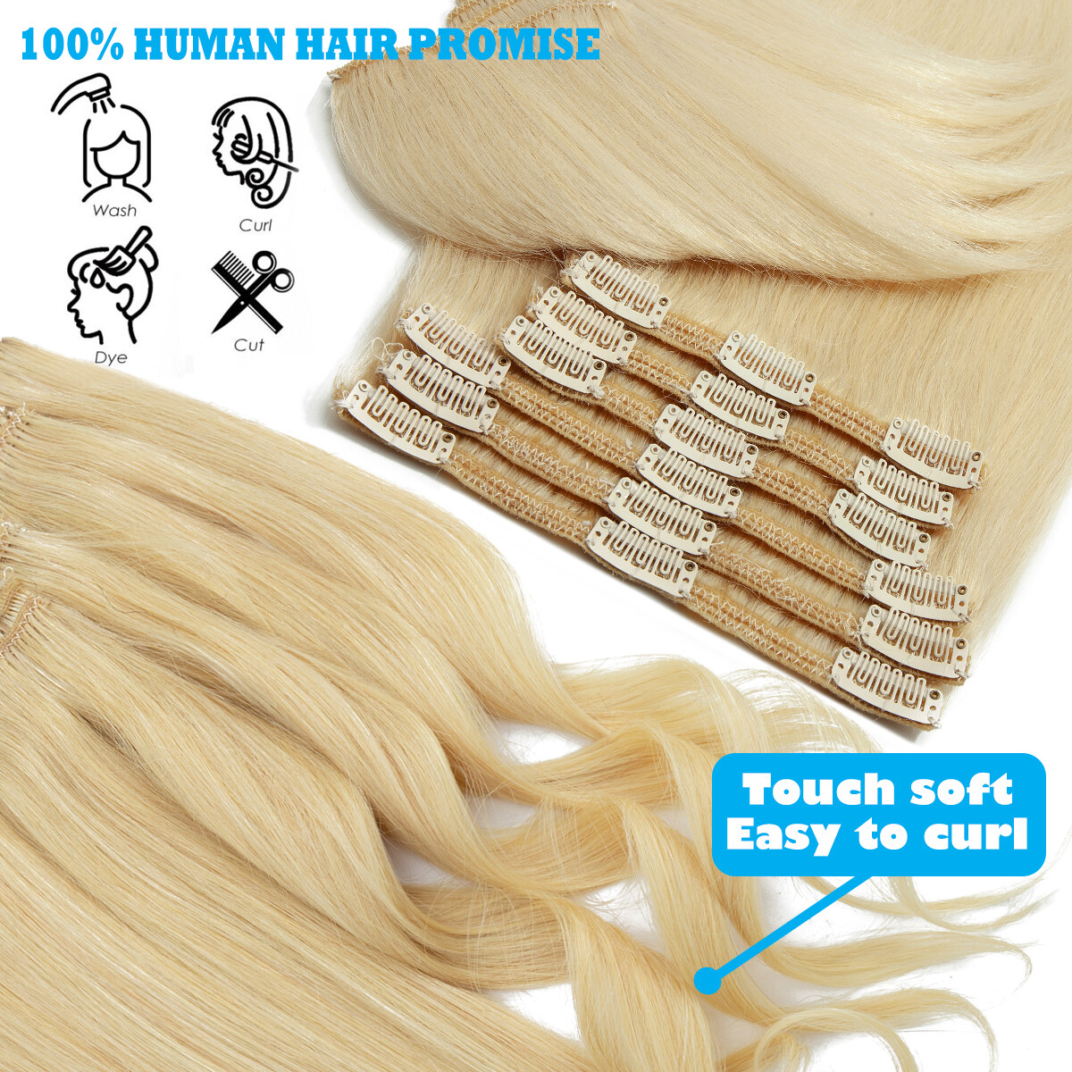 Real Thick Long Clip In 100% Remy Human Hair Extensions Thick 200g Balayage G150
