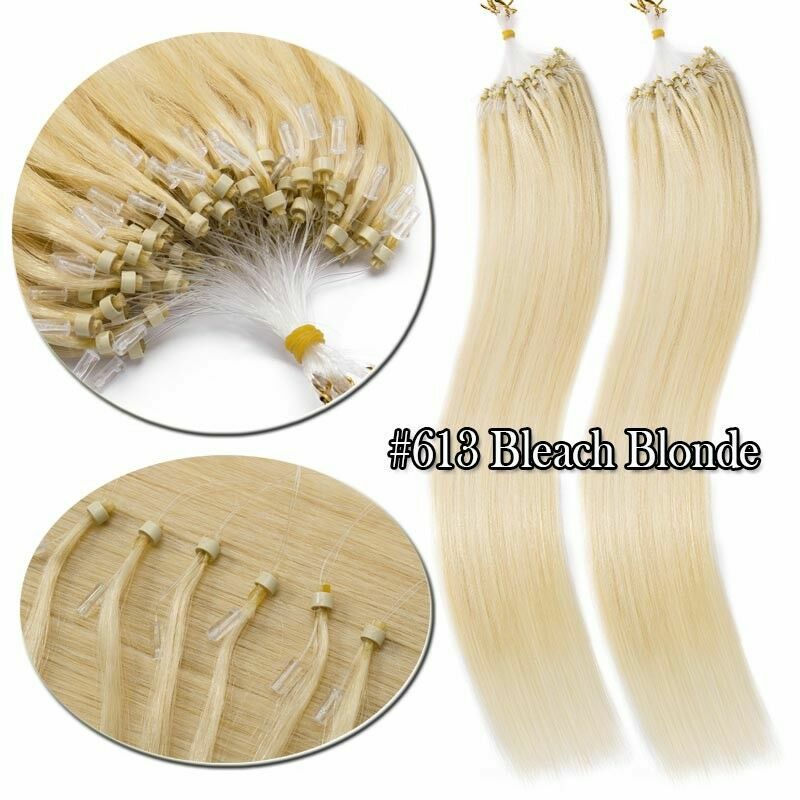 Micro Rings Link Loop Beads Tip 100% Real Remy Human Hair Extensions Natural US