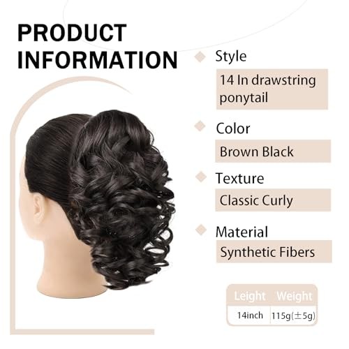 Drawstring Ponytail 14inch Curly Ponytail Extension 14 Inch Black Brown