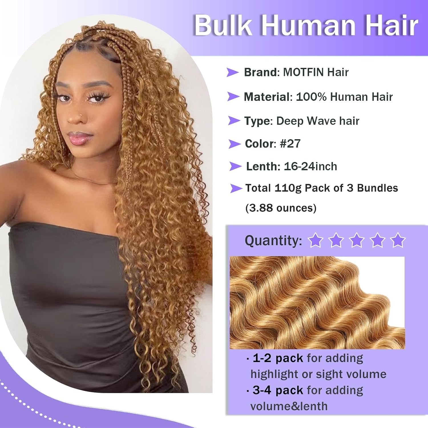 Brazilian Remy Curly Human Hair for Boho Braids