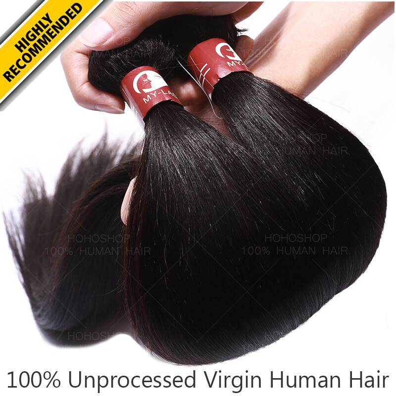 Straight Thick 100% Malaysian Virgin Bundles Human Hair Extentions Weave Weft 8A