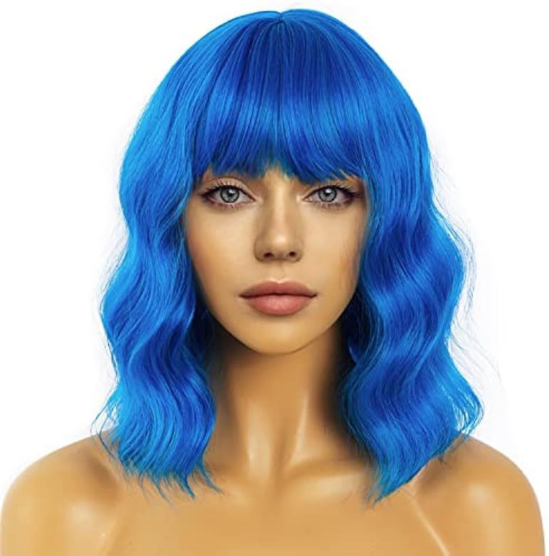 Women Water Wave Curly Cosplay Wig Heat Resistant Synthetic Full Head Wig for