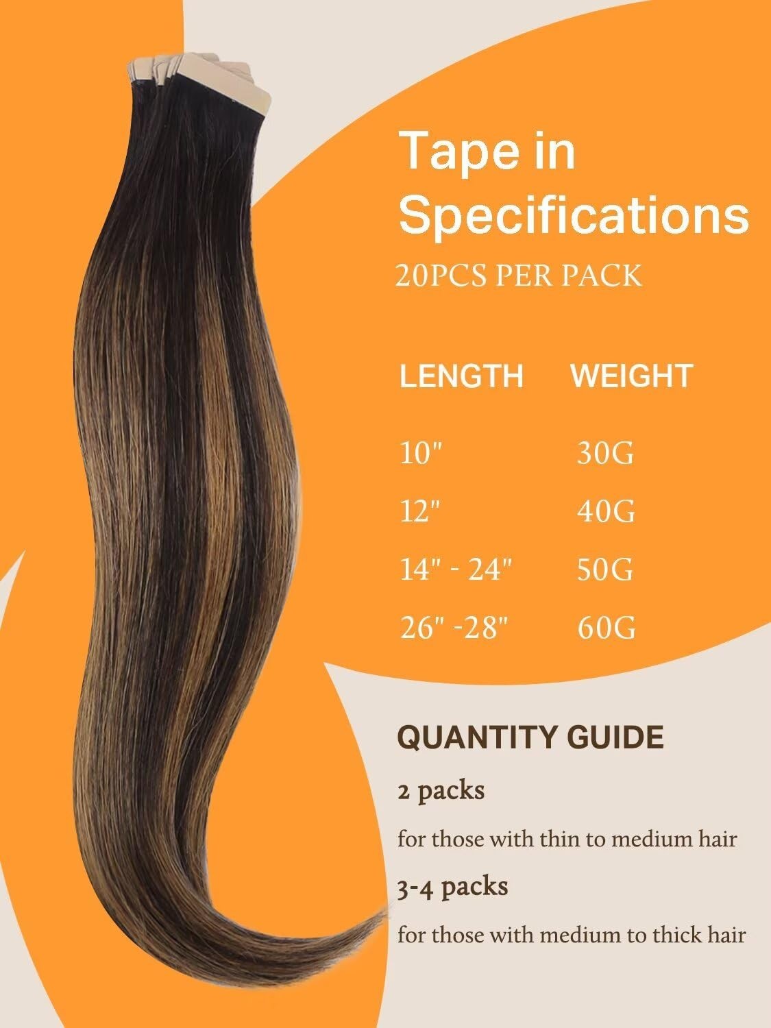 10 Inch Remy Human Hair Tape In Extensions – Dark Brown to Chestnut Brown
