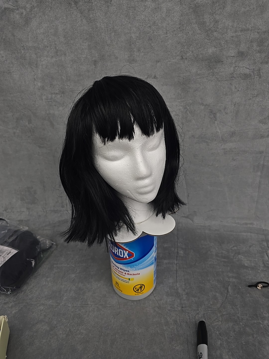 Black Short 10-in Bob With Bangs High Temperature Fiber Wig – Open Box