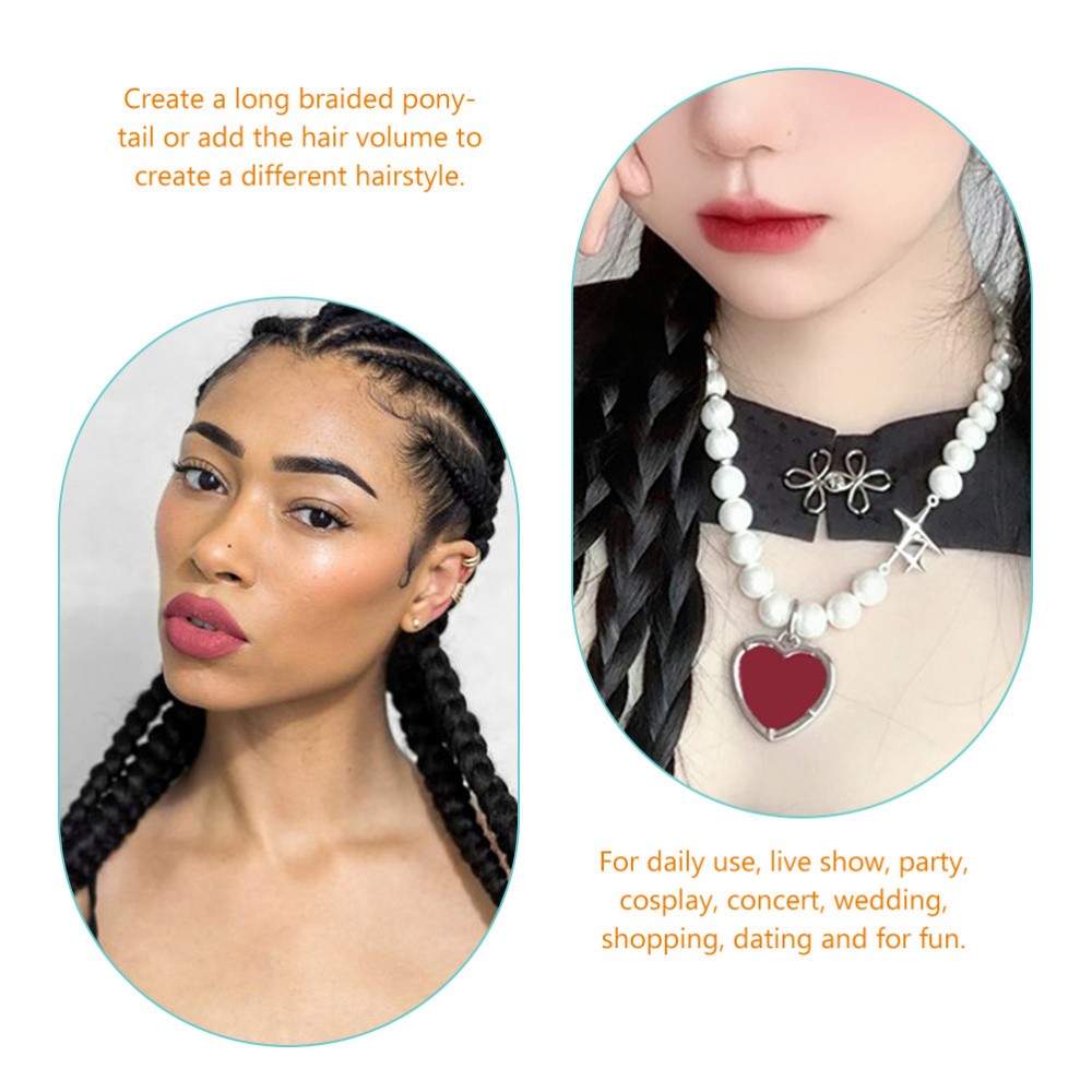 Black Synthetic Ponytail Hair Extension Easy to Wear for Party and Daily