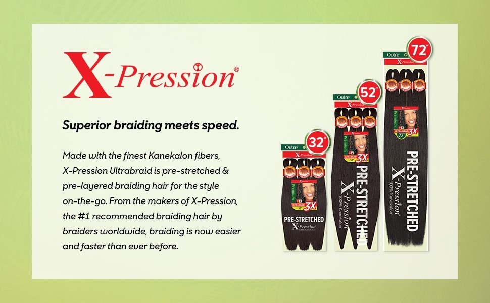 X-pression Expression Kanekalon Outre 3X Xpression Pre-Stretched 52″ M27/30/613