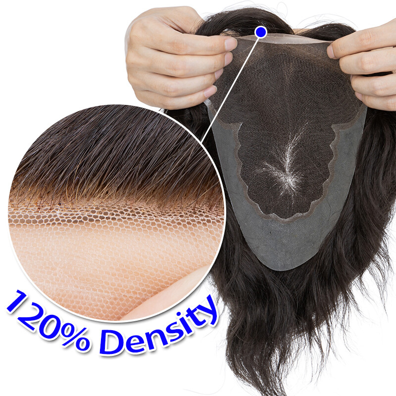 Mens Toupee Thin Skin PU/MONO Real Remy Human Hair Piece Toupee Replacement Wig