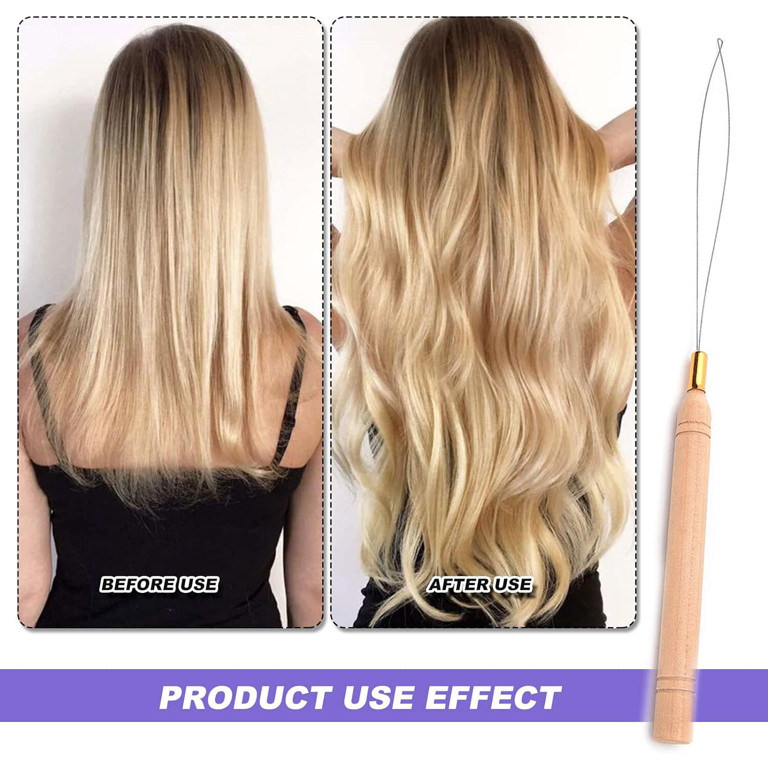 Nano Ring Loop Threader Pulling Tool Silicone Bead for Nano Bead Hair Extensions